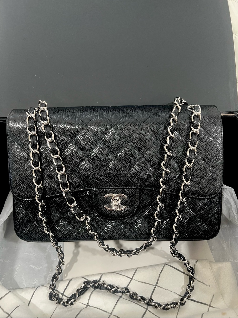 Chanel Classic Caviar Double Flap Jumbo size